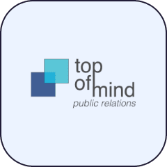 Top of Mind PR logo, Cosmos Video case study.