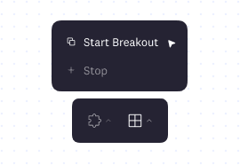 Admins can start breakouts in 1 click by clicking on Start Breakout button in Cosmos Video.