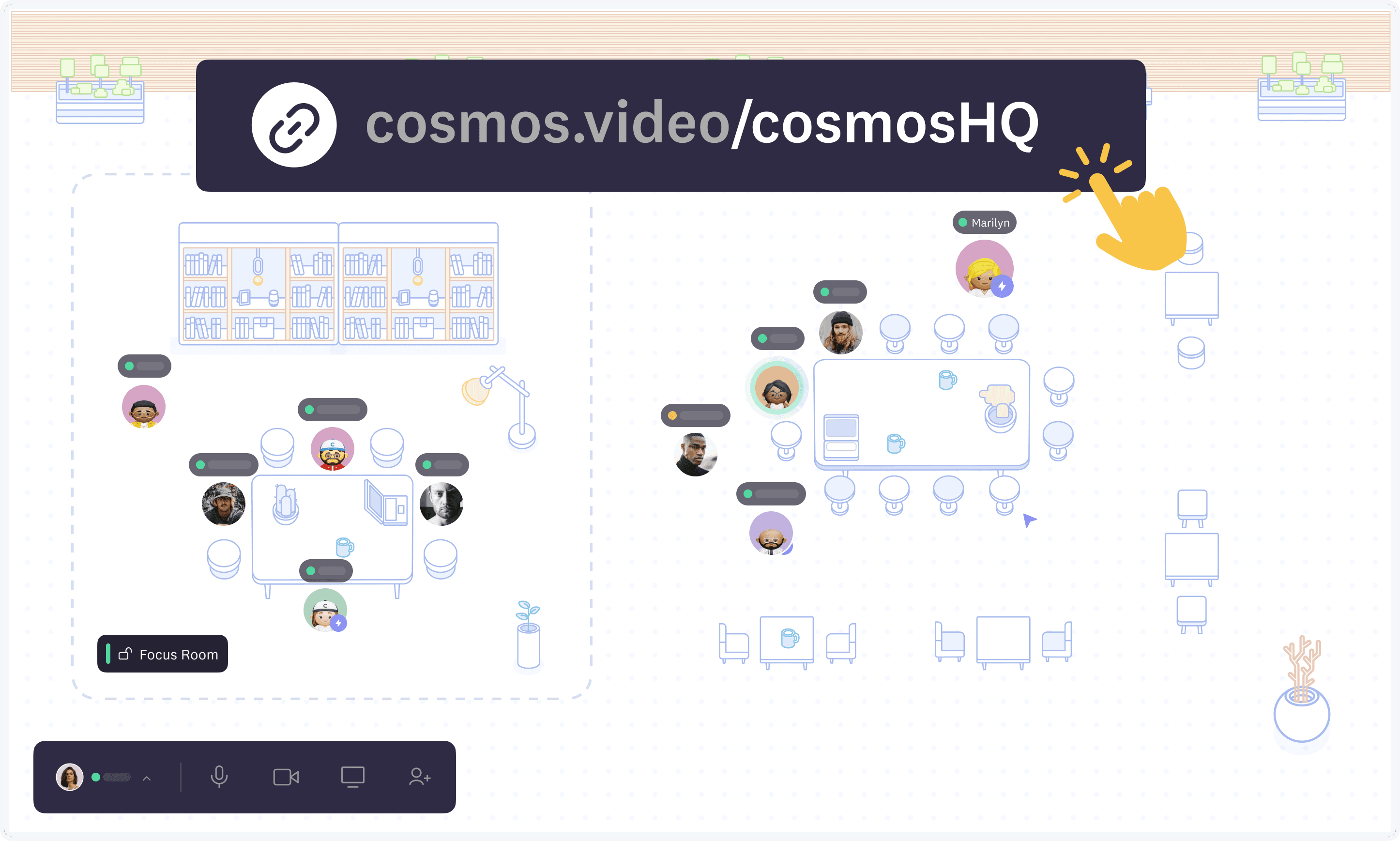 Cosmos has one memorable link you can use to easily bring people to your space.