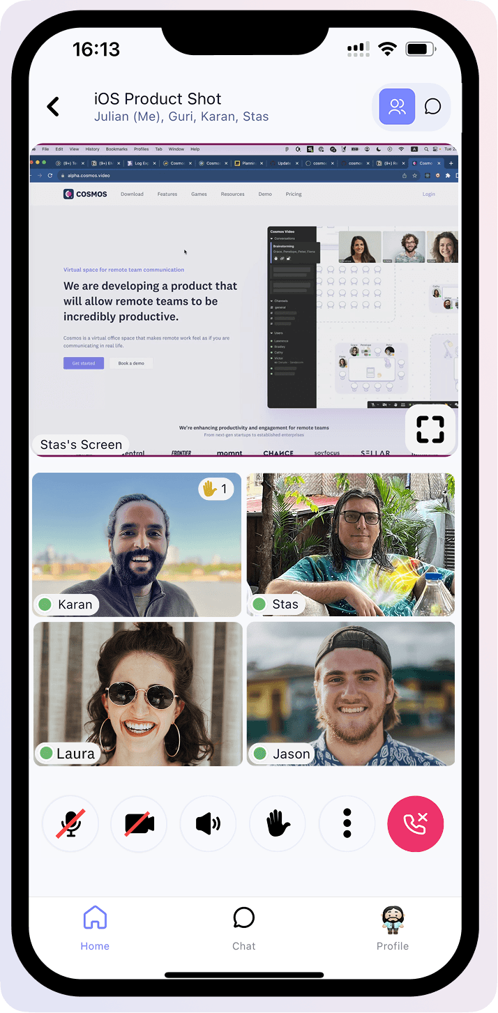 Call experience in Cosmos mobile.