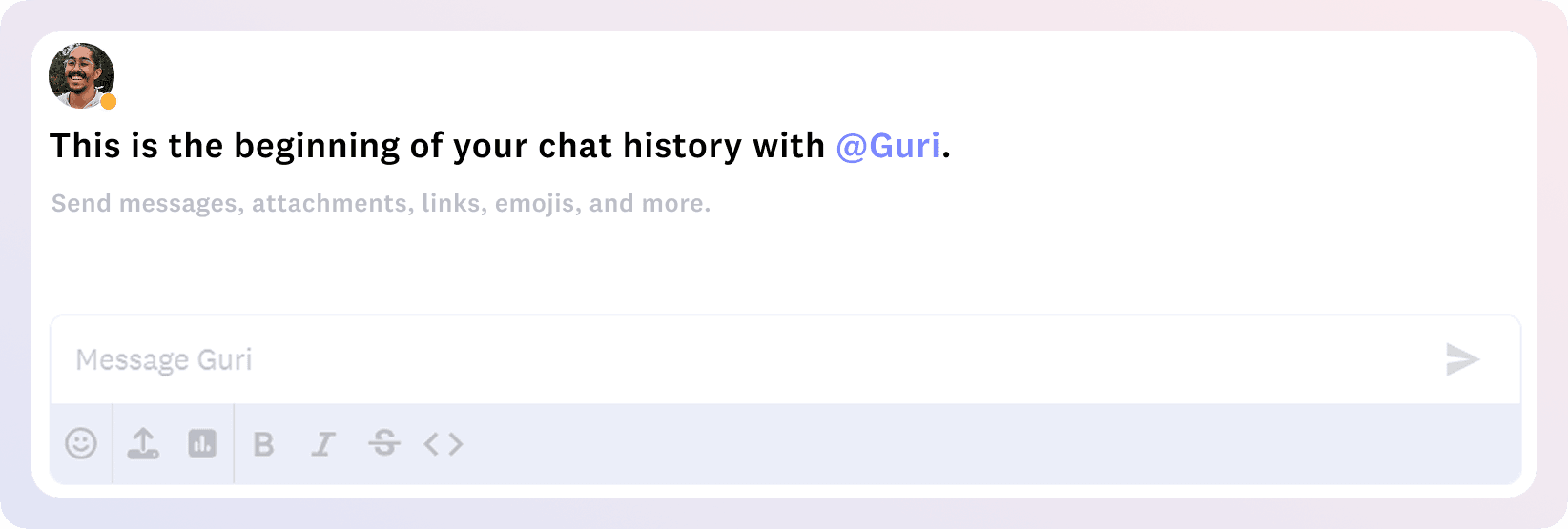 How a direct message experience looks in Cosmos.