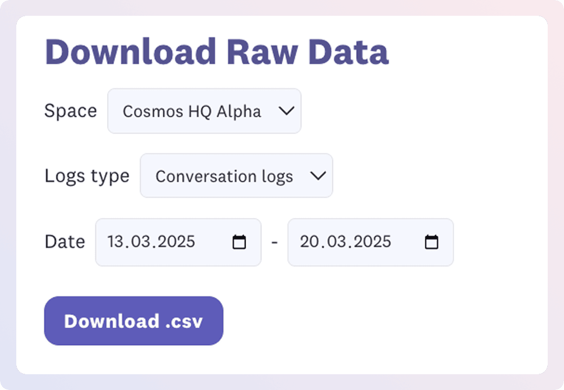 Export raw data of Cosmos usage as per the time duration to run some analytics.