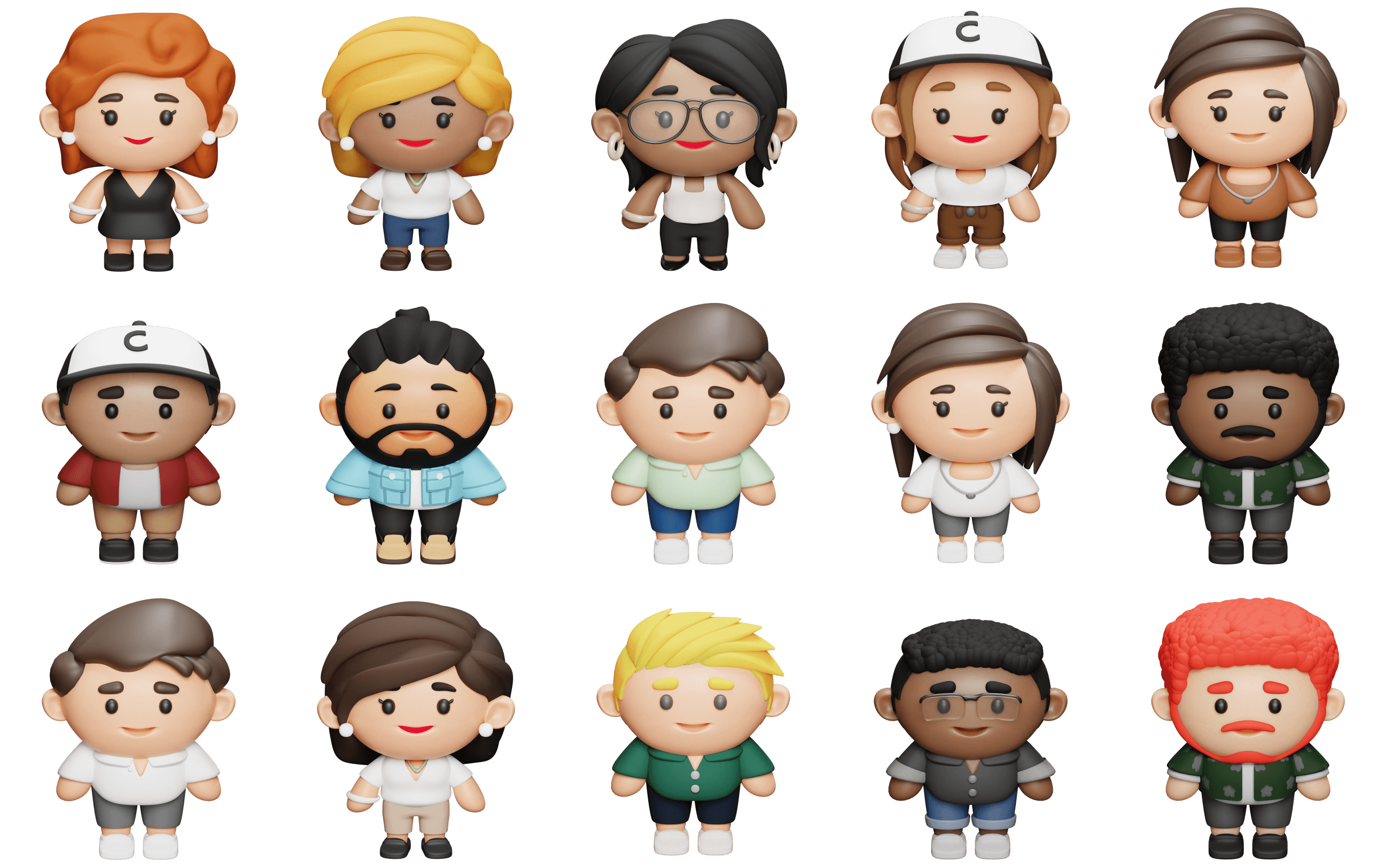 New adorable Cosmos Video 3D avatars featuring diverse characters, outfits and hairstyles