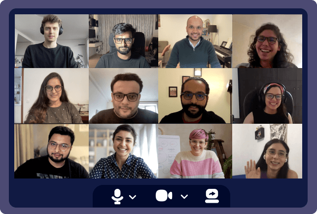 Cosmos Video high-quality gallery view showing a full team video call with crisp participant thumbnails