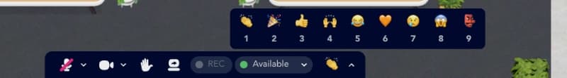 Cosmos Video number-key reaction shortcuts for sending emojis like clap, heart and party during calls