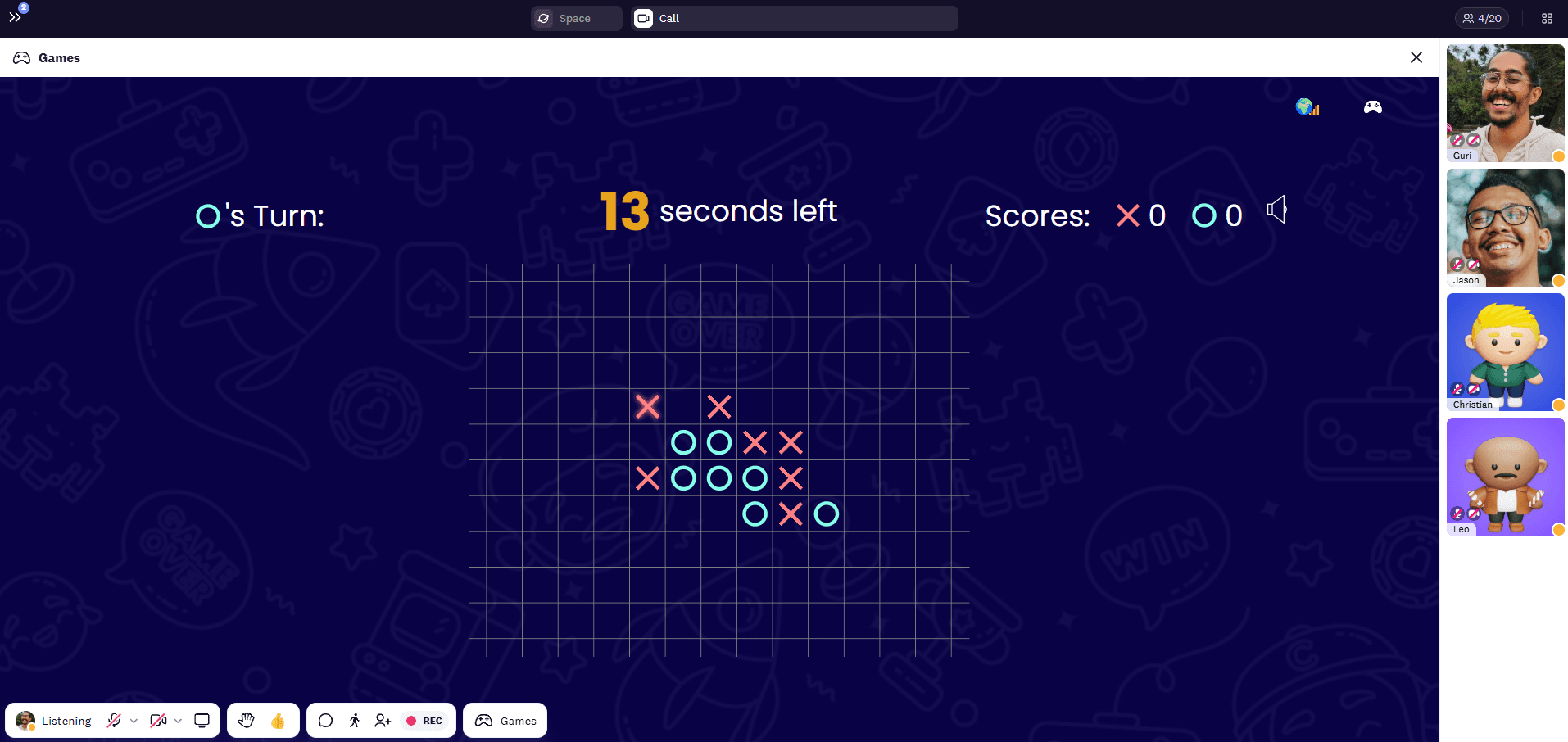 Cosmos tic tac toe game plays on an infinite grid instead of normal 3x3 grid which often results in a draw.