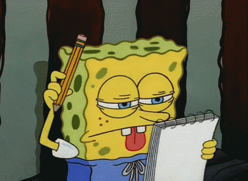 SpongeBob with pencil meme representing lack of spontaneous ideas in remote work