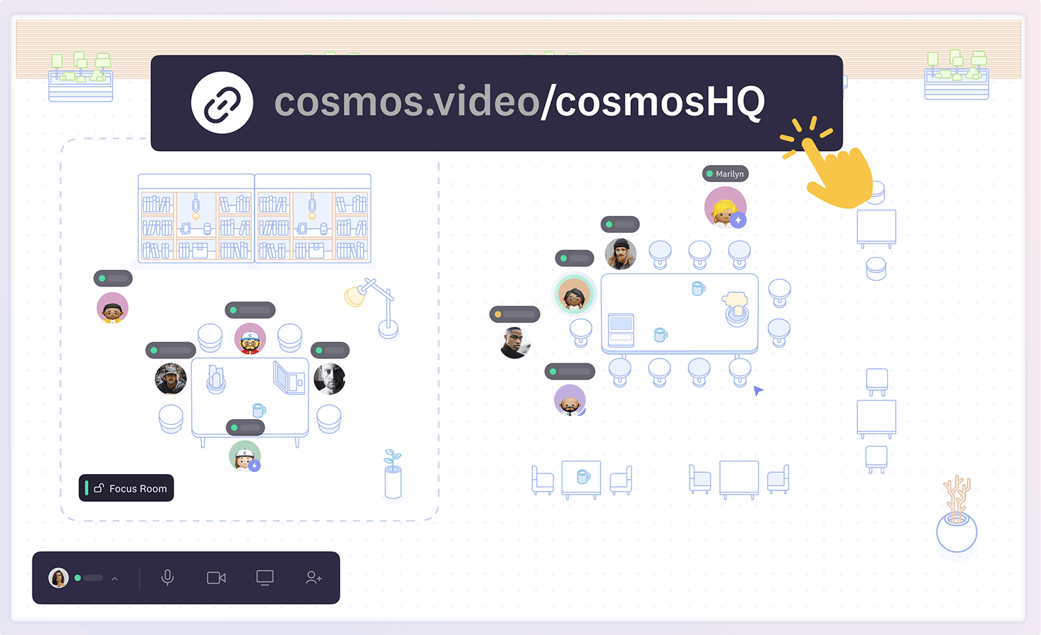 Persistent space in Cosmos. Create a memorable short link that people can connect to and can remember.