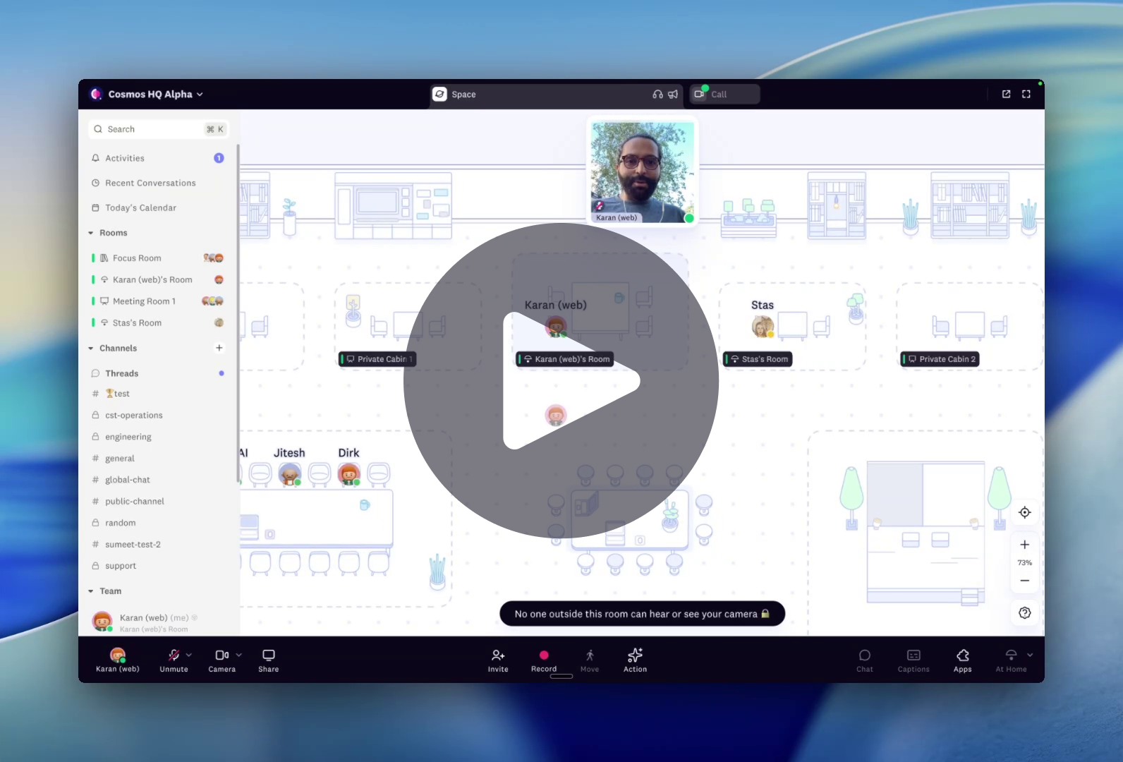 Cosmos Personal Rooms, Focus Rooms & Keyboard Shortcuts — watch the demo