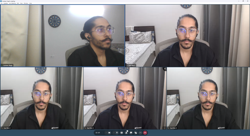 Screenshot of a 5-person Zoho Meeting call with all cameras on for the resource benchmark
