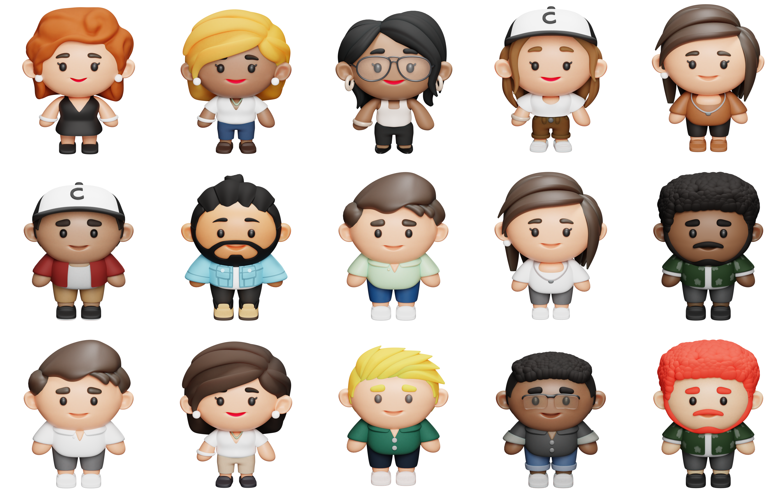 New adorable Cosmos Video 3D avatars featuring diverse characters, outfits and hairstyles