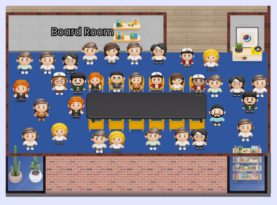 Cosmos Video meeting room hosting up to 70 people in a single large spatial conversation