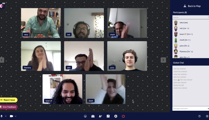 Cosmos Video new gallery view showing every participant in a meeting alongside the space sidebar