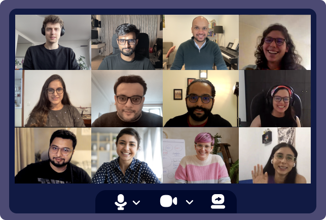Cosmos Video high-quality gallery view showing a full team video call with crisp participant thumbnails