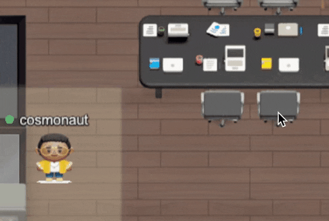 Cosmos Video single-click movement letting avatars navigate the spatial office with one click
