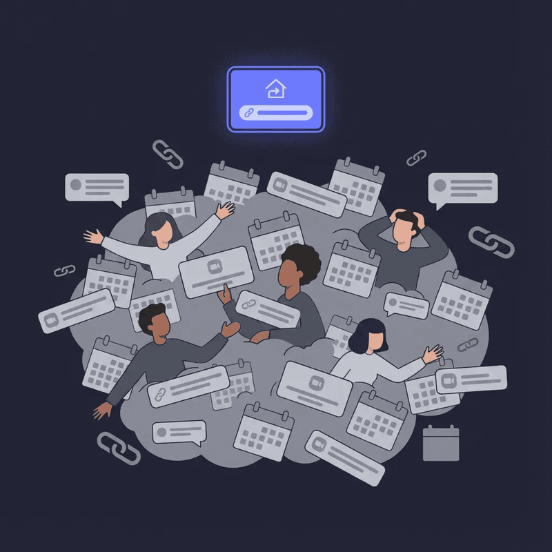 Remote team trapped in a web of endless meeting link changes and calendar updates