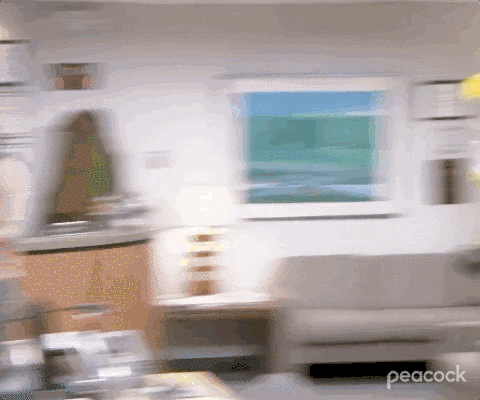 Blurry office panic scene meme representing chaos during the shift to remote work